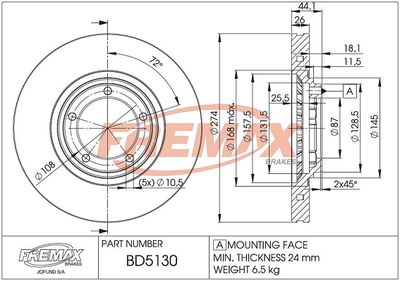 BD5130 FREMAX Тормозной диск