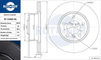 RT21402GL ROTINGER Тормозной диск