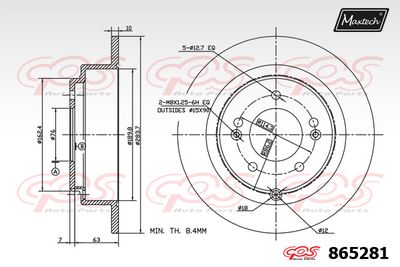 865281 MAXTECH Тормозной диск