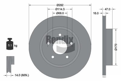 BDS1549 BENDIX Braking Тормозной диск