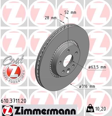 610371120 ZIMMERMANN Тормозной диск