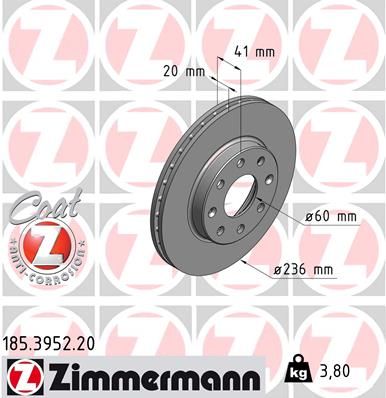 185395220 ZIMMERMANN Тормозной диск