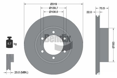 BDS1441 BENDIX Braking Тормозной диск