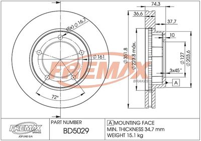 BD5029 FREMAX Тормозной диск