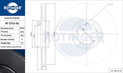 RT2711GL ROTINGER Тормозной диск