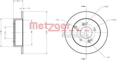 6110459 METZGER Тормозной диск