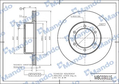 MBC030115 MANDO Тормозной диск