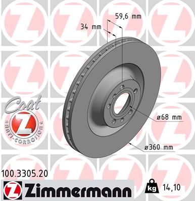 100330520 ZIMMERMANN Тормозной диск