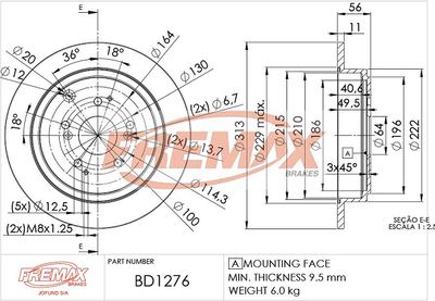 BD1276 FREMAX Тормозной диск