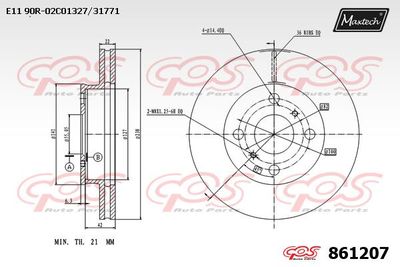 861207 MAXTECH Тормозной диск