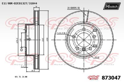 873047 MAXTECH Тормозной диск