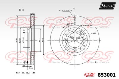 853001 MAXTECH Тормозной диск