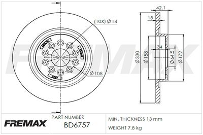 BD6757 FREMAX Тормозной диск