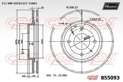 855093 MAXTECH Тормозной диск