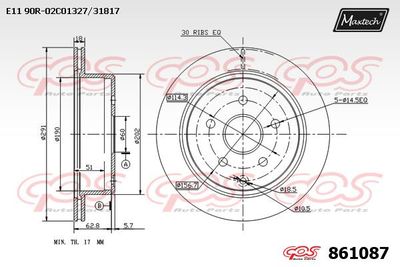 861087 MAXTECH Тормозной диск