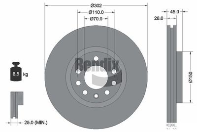 BDS1512 BENDIX Braking Тормозной диск