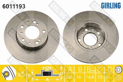 6011193 GIRLING Тормозной диск