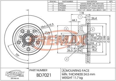 BD7021KT FREMAX Тормозной диск