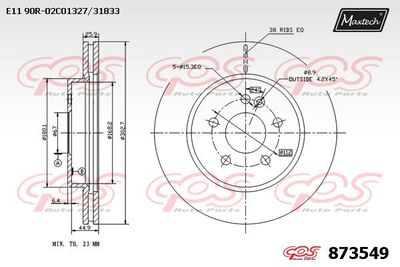 873549 MAXTECH Тормозной диск