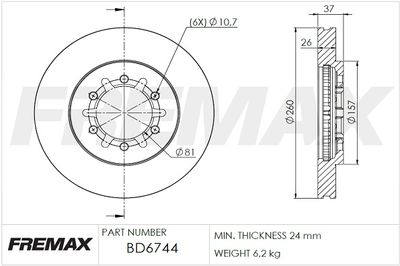 BD6744 FREMAX Тормозной диск