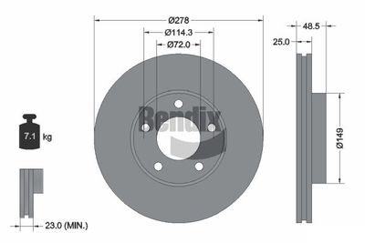 BDS1287 BENDIX Braking Тормозной диск