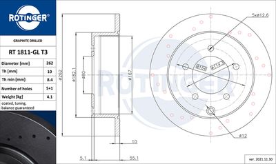 RT1811GLT3 ROTINGER Тормозной диск