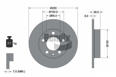 BDS1009 BENDIX Braking Тормозной диск