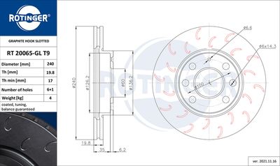 RT20065GLT9 ROTINGER Тормозной диск