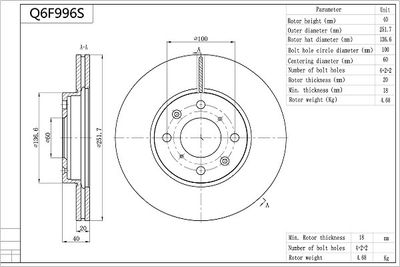 Q6F996S AISIN Тормозной диск