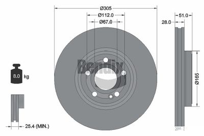 BDS1986HC BENDIX Braking Тормозной диск