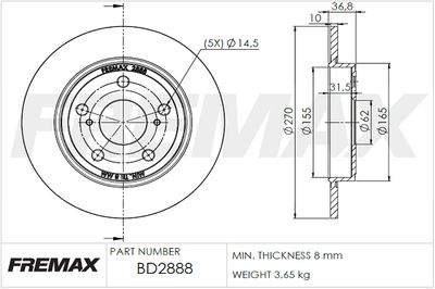 BD2888 FREMAX Тормозной диск