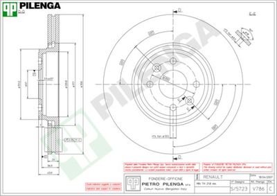 V786 PILENGA Тормозной диск