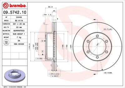 BS8119 BRECO Тормозной диск