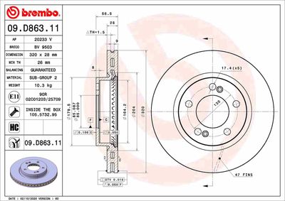 09D86311 BREMBO Тормозной диск