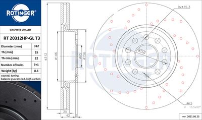 RT20312HPGLT3 ROTINGER Тормозной диск