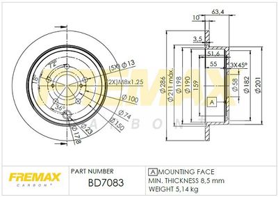 BD7083 FREMAX Тормозной диск