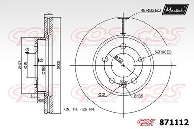 871112 MAXTECH Тормозной диск