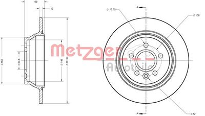 6110615 METZGER Тормозной диск