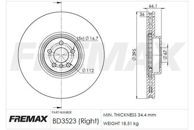 BD3523 FREMAX Тормозной диск