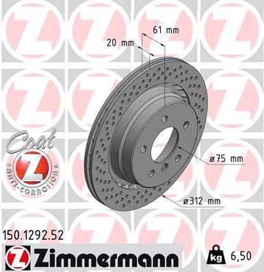 150129252 ZIMMERMANN Тормозной диск