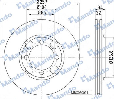 MBC030091 MANDO Тормозной диск