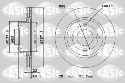 6106002 SASIC Тормозной диск