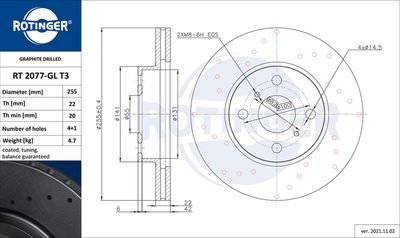 RT2077GLT3 ROTINGER Тормозной диск