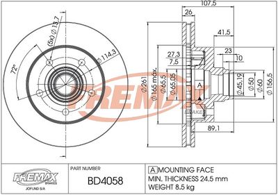 BD4058KT FREMAX Тормозной диск