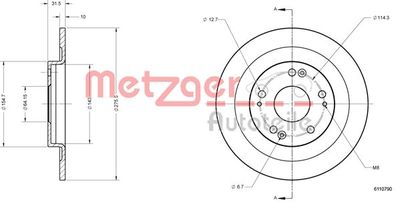 6110790 METZGER Тормозной диск