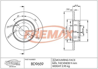 BD9659 FREMAX Тормозной диск