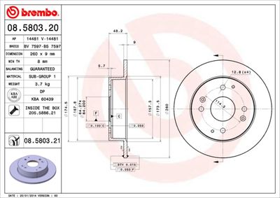 08580321 BREMBO Тормозной диск