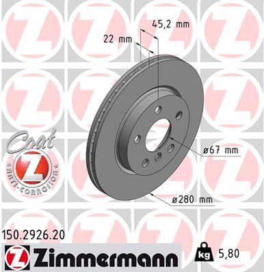 150292620 ZIMMERMANN Тормозной диск