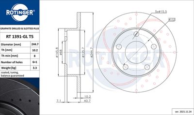 RT1391GLT5 ROTINGER Тормозной диск