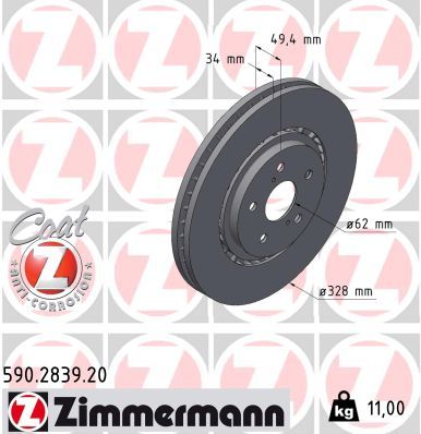 590283920 ZIMMERMANN Тормозной диск